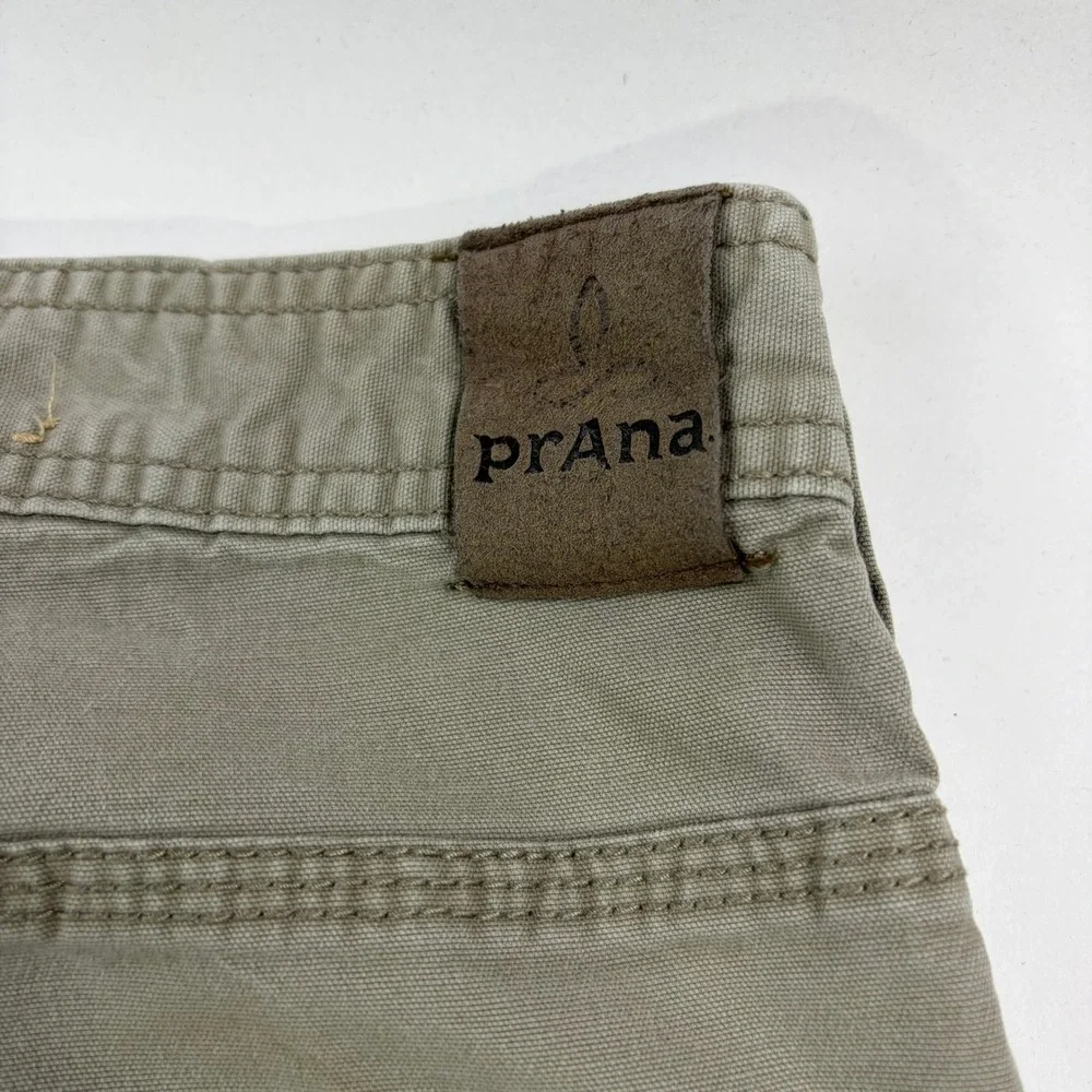Prana Bronson Pants Mens 34x32 Khaki Tan Organic Cotton Straight Outdoor Hiking